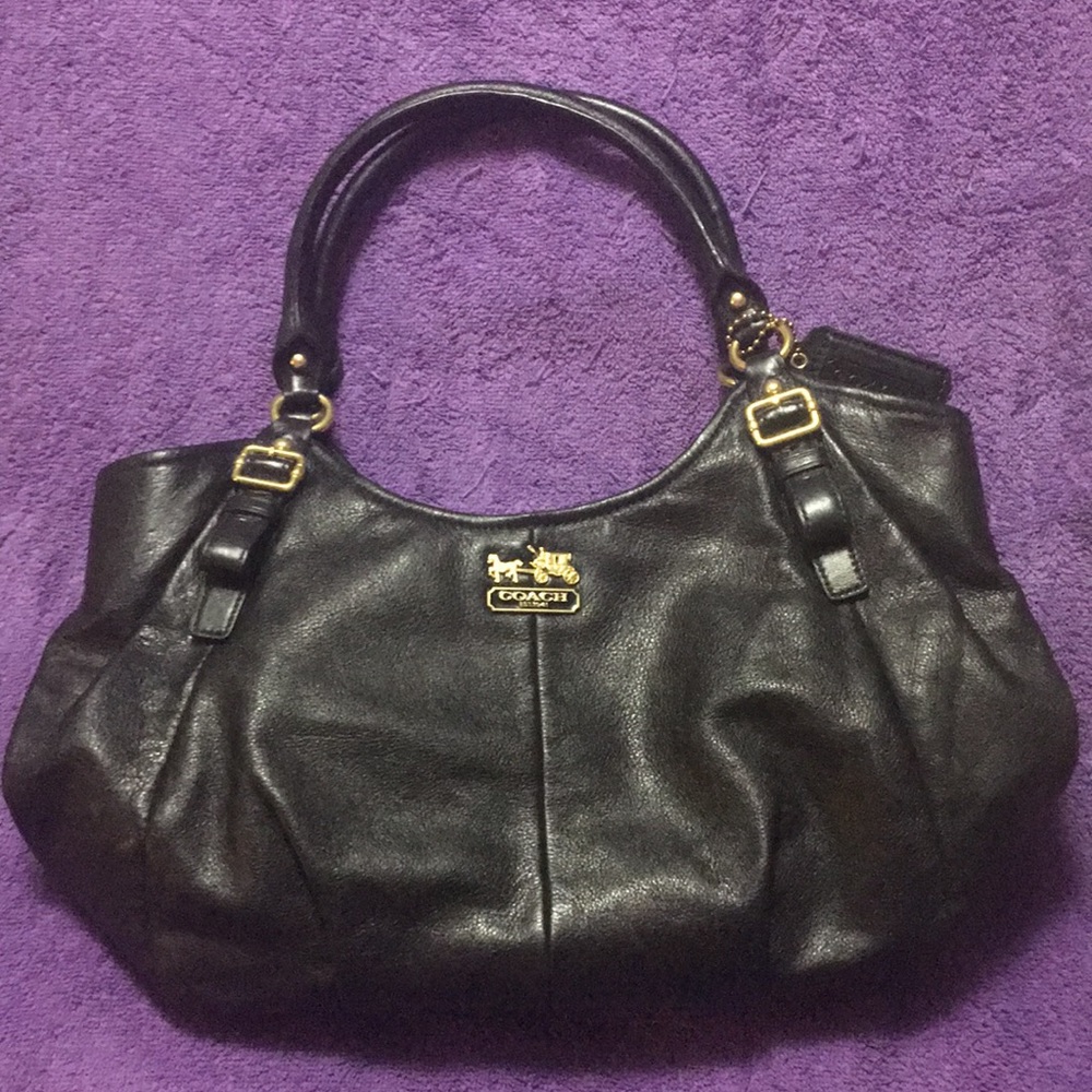 Coach Black Leather Maggie Madison Hobo Bag